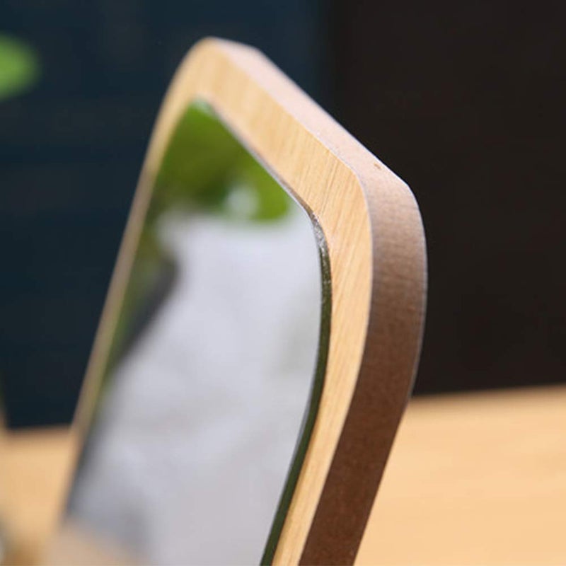 Aestivate Rectangle Compact Table Mirror Standing Wood Framed Mirror Desktop Mirror 90 Degree Rotating Mirror for Makeup Cosmetic - Image 4